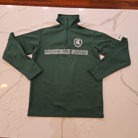 Columbia Michigan State Spartans 1/4 Zip Pullover Fleece Sweater Mens Size Large - Picture 1 of 11